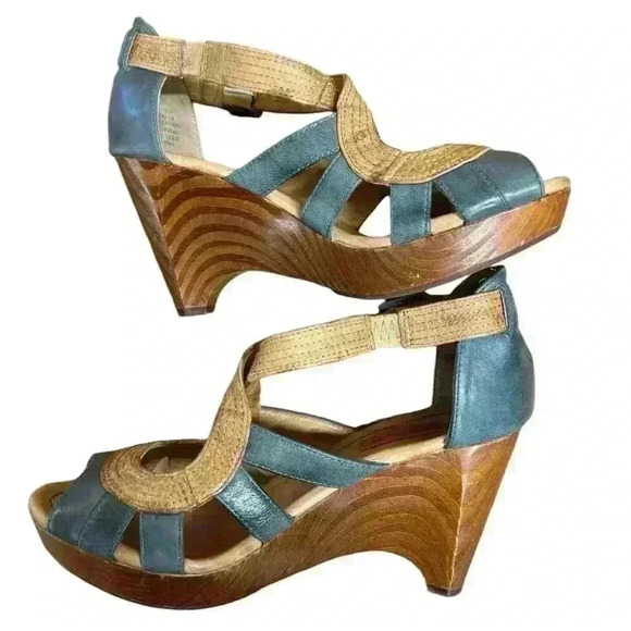 Miz Mooz Petra Retro Mary Jane Blue/Brown Leather Women's Heel Shoes Size 6.5 M - Picture 6 of 11